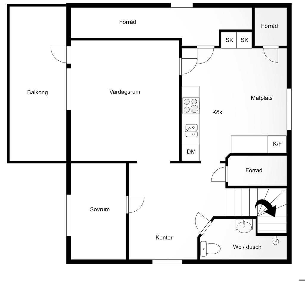 Planlösning. Åsgatan 6 - övre plan.
