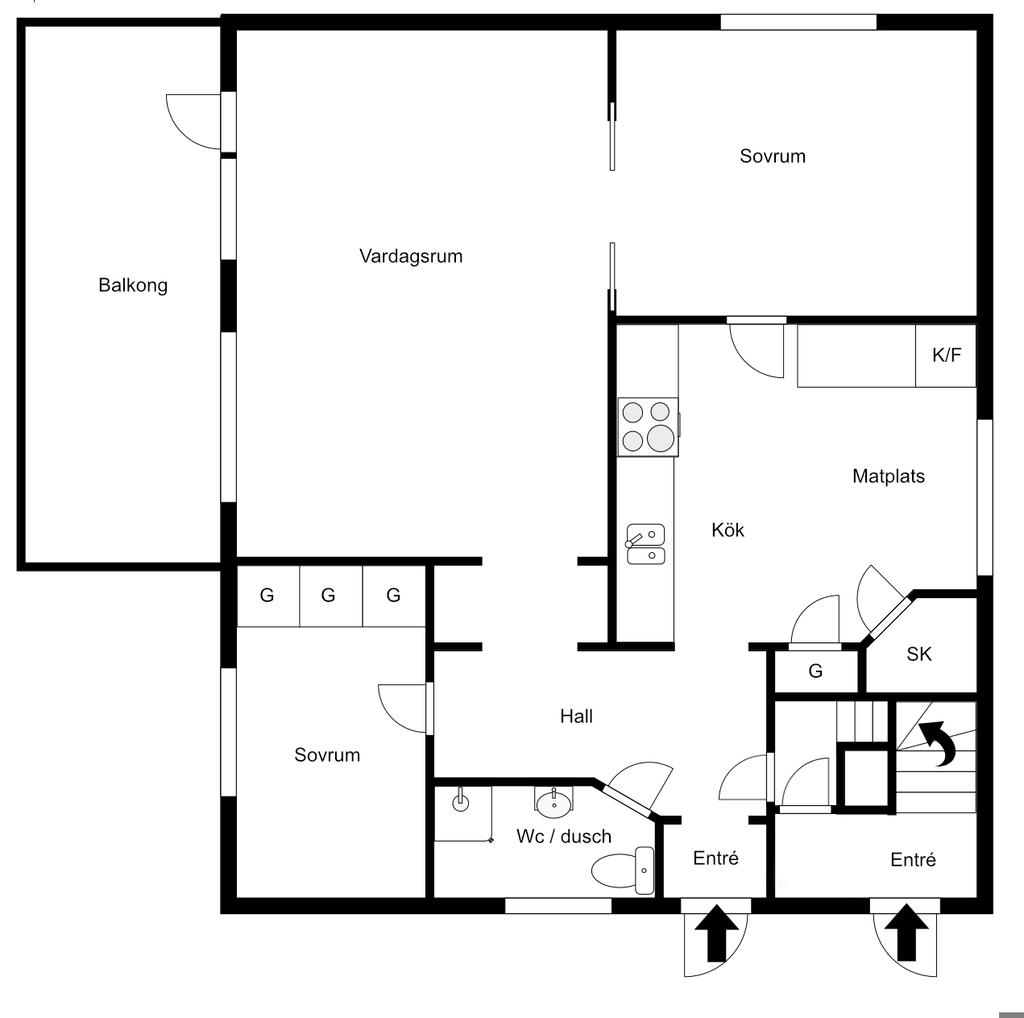 Planlösning. Åsgatan 6 - nedre plan.