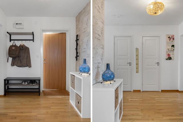 Hall mot badrum och klädkammare