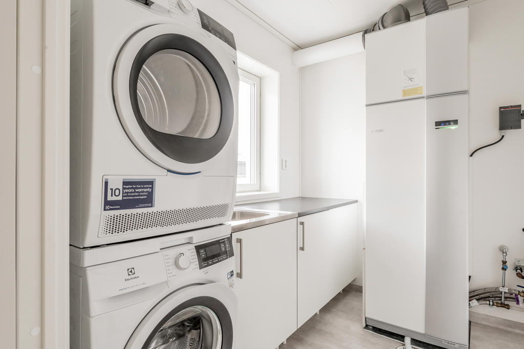 Tvättstugan direkt till vänster i hallen