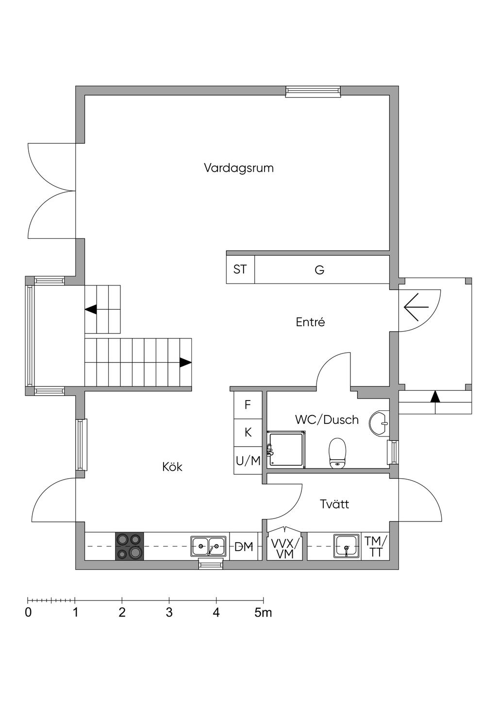 Planlösning nedre plan.