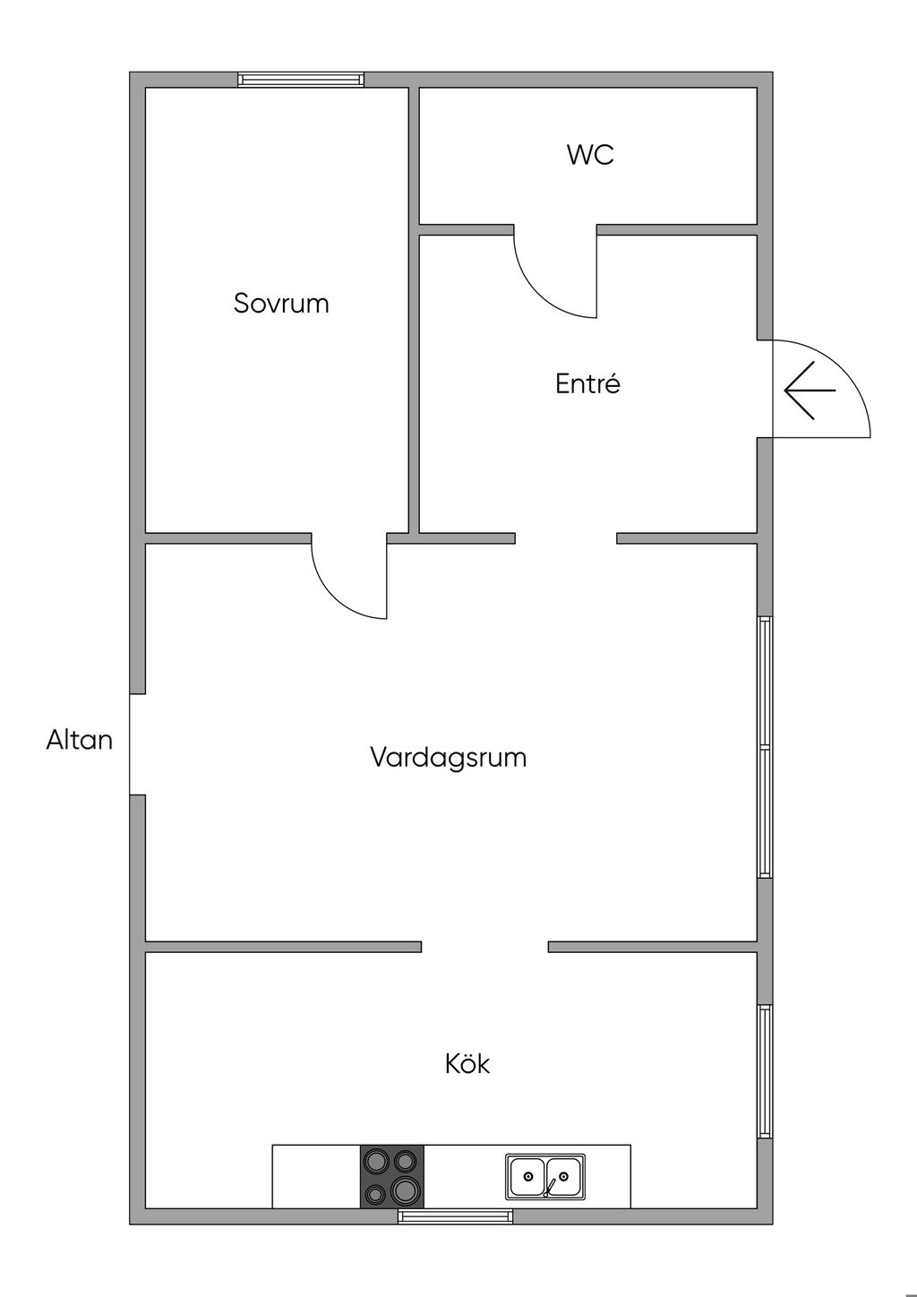 Planlösning. Ej skalenlig. Avvikelser kan förekomma. 