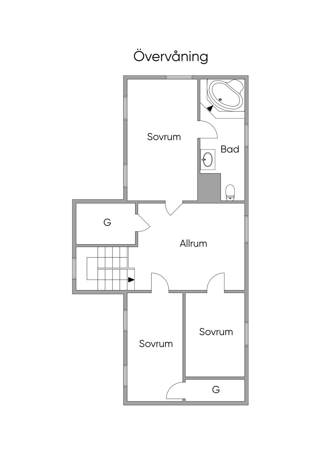 Mangårdsbyggnad plan 2.