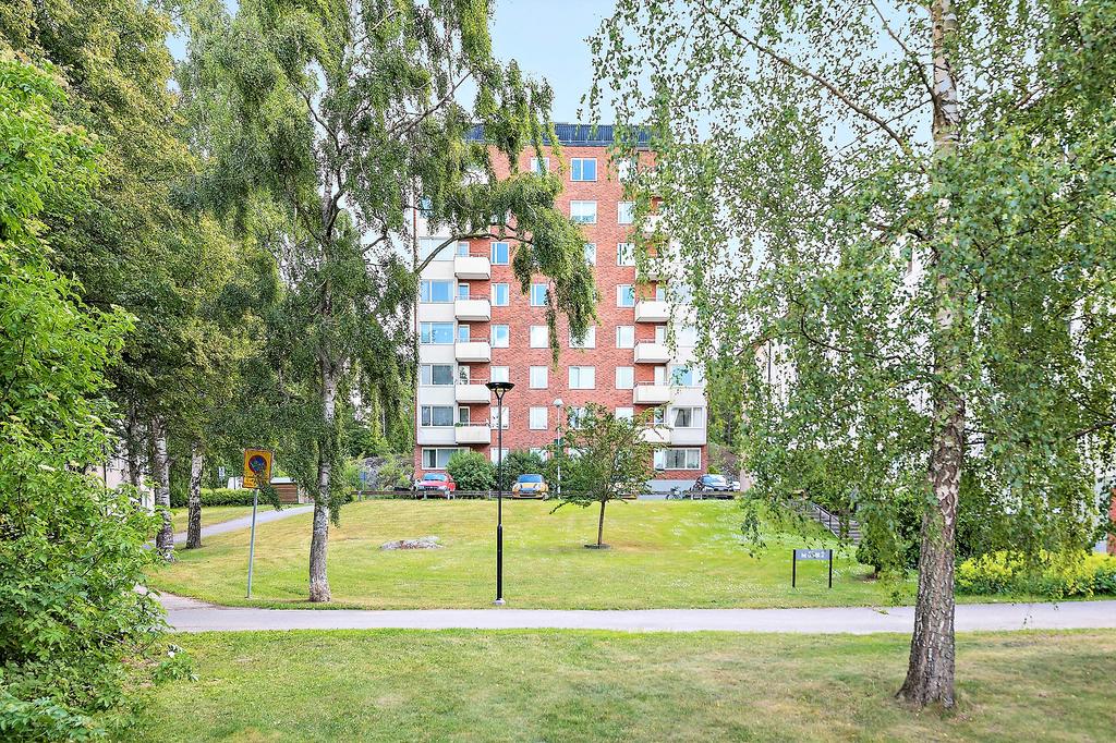 Gångvägar och parkytor utanför huset