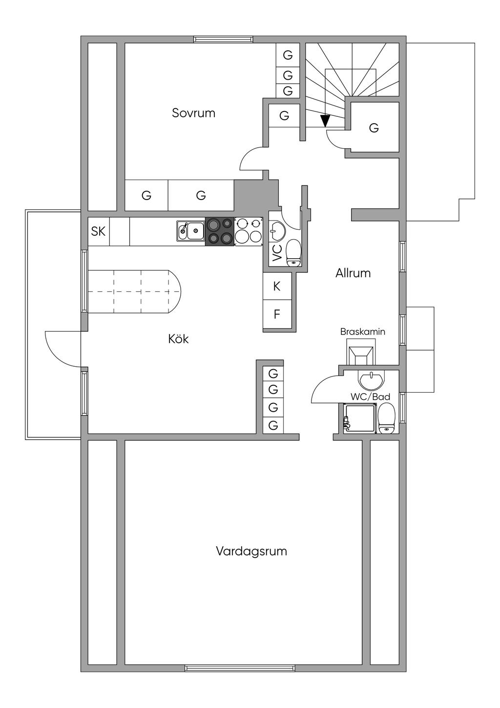 Planlösning övre plan