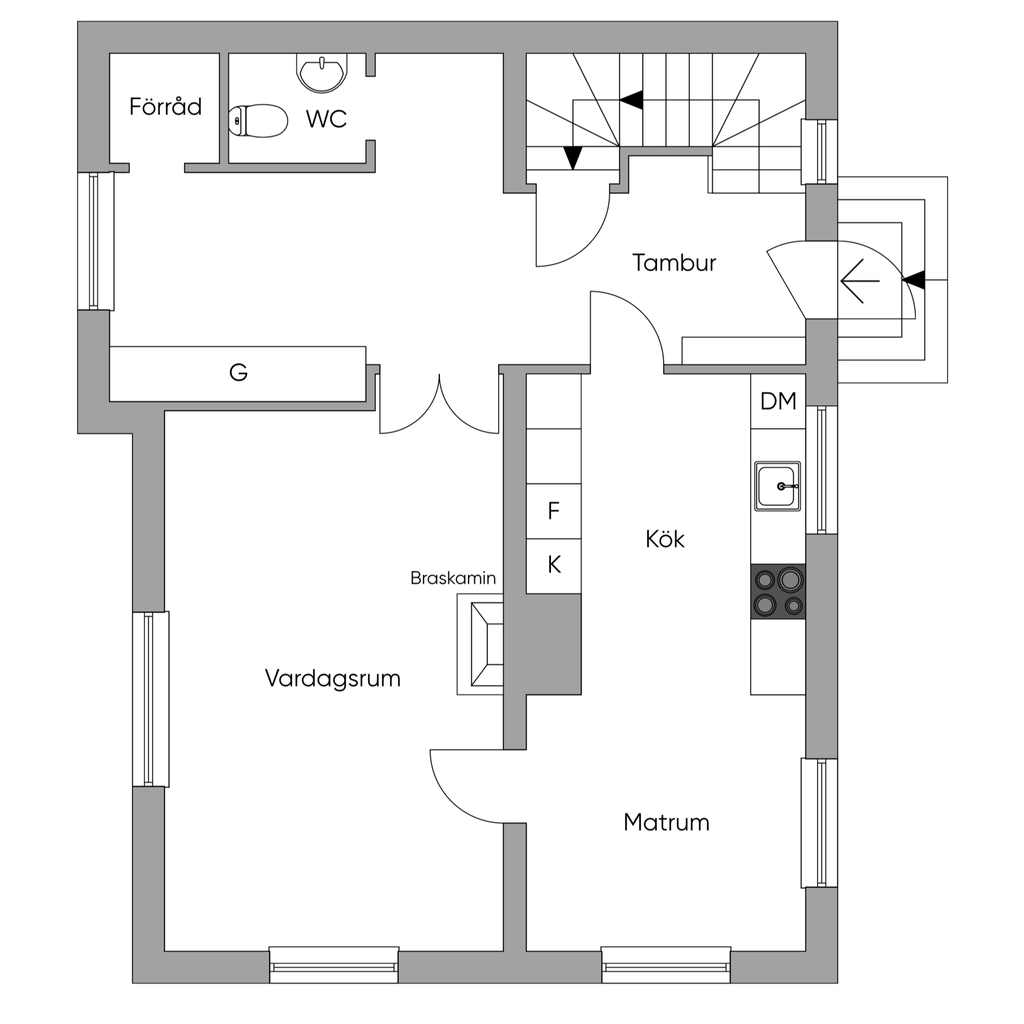 Planlösning, bottenplan