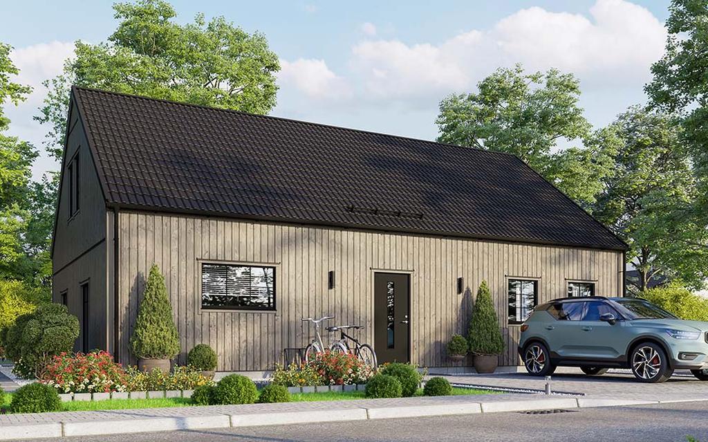 Föreslaget hus - 1,5-plans hus från Mjöbäcksvillan. Se bifogade kalkyler. 