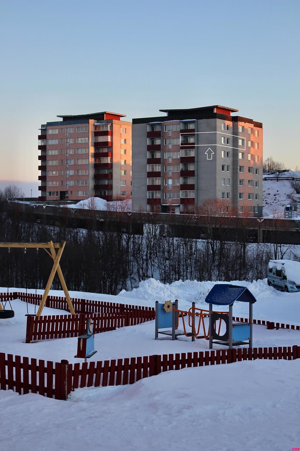 Gruvvägen utvändigt (Lgh. är markerad) 