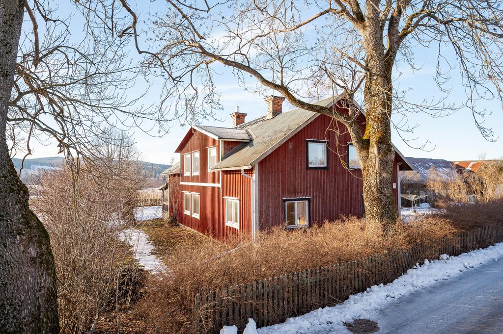 Husets baksida sedd från vägen