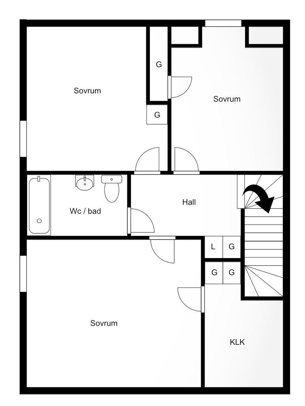 Planlösning övre plan 