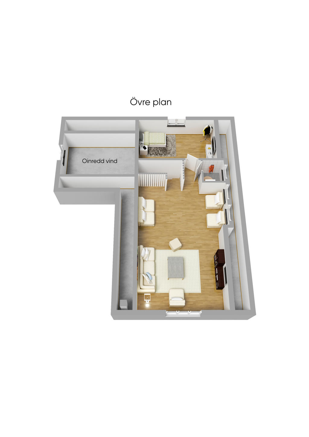 Planritning övreplan 3D
