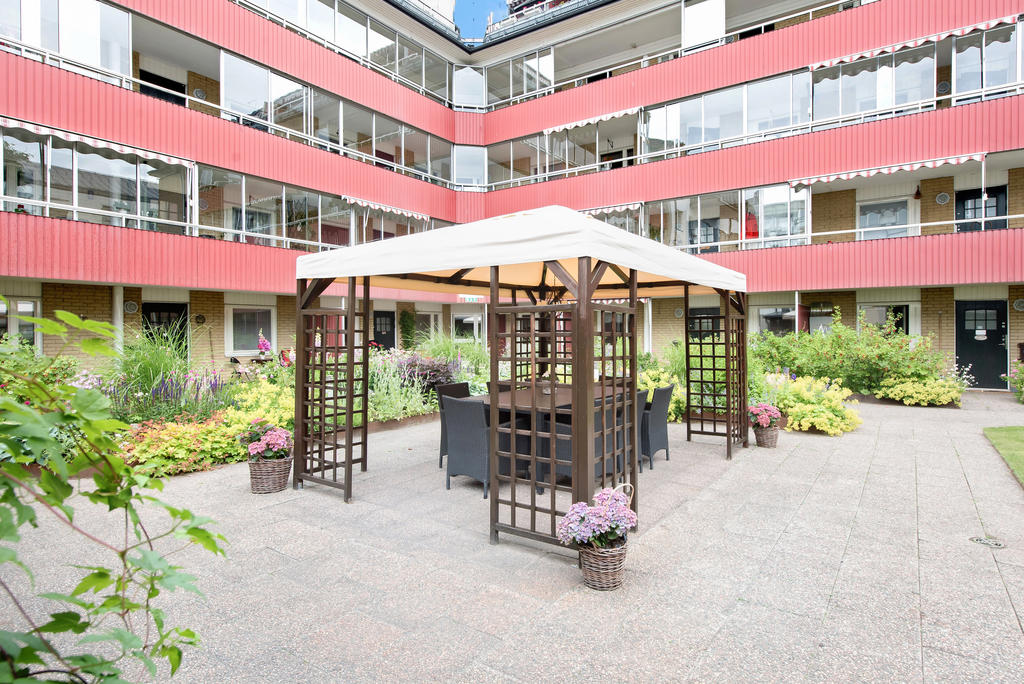 Pergola på föreningens innergård - Sommarbild