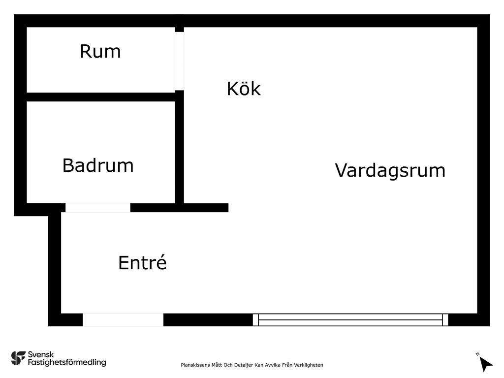 Planritning 1 r.o.k - mot gården