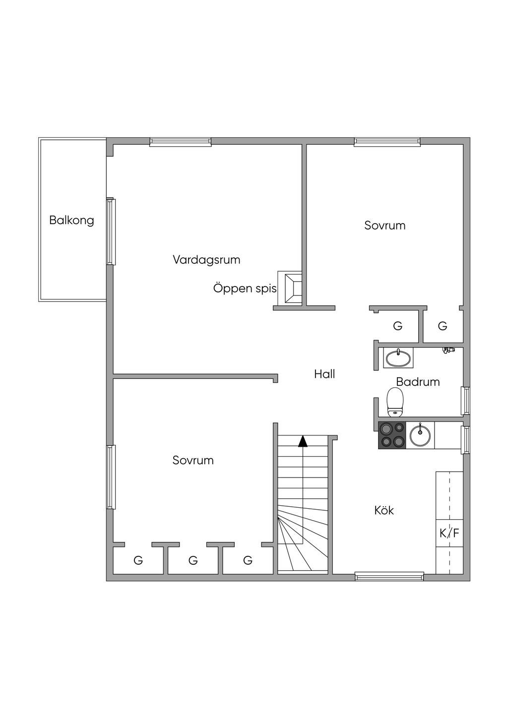 Planlösning övre plan