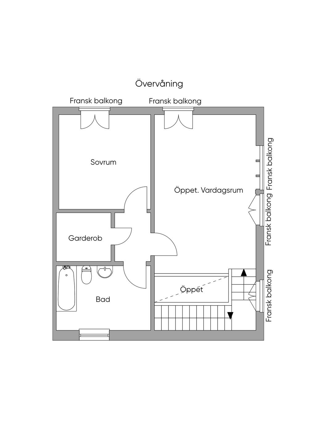 Alternativ planlösning - Övre plan