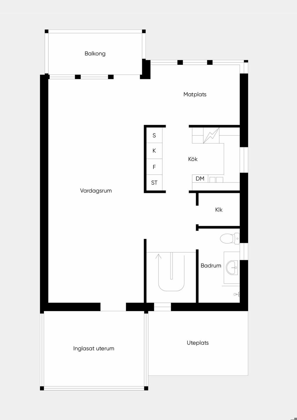 Planritning övre plan alt 1