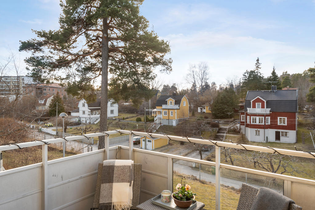 Utsikt över villakvarteret och bort mot Stuvsta C