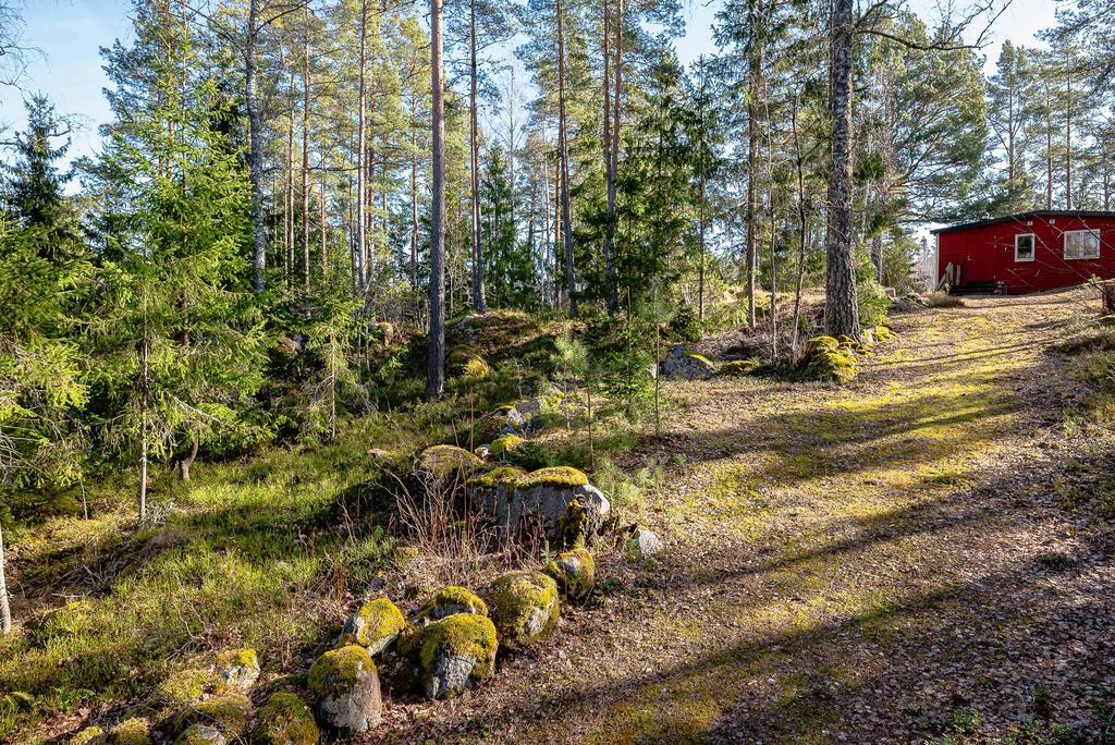 Högt läge med naturtomt, gångväg ner till vägens vändzon