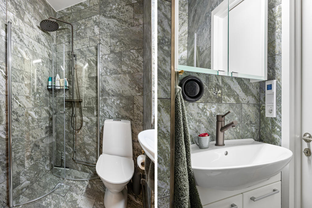 Smakfull och påkostad dusch, exklusiva materialval 