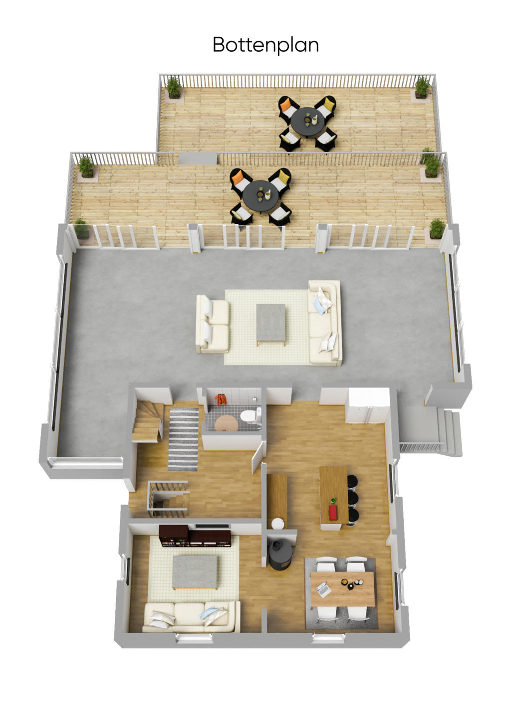 Planritning entréplan 3D