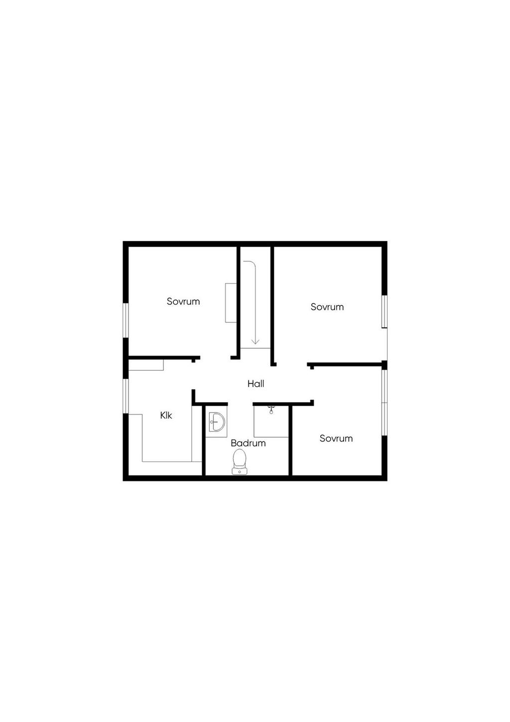 Planlösning, övreplan 