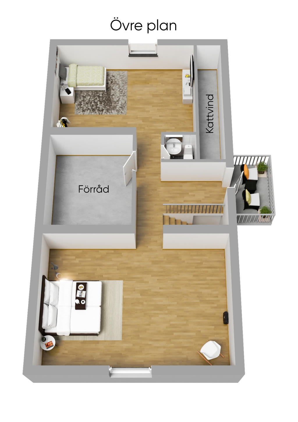 Planlösning övre plan 3D