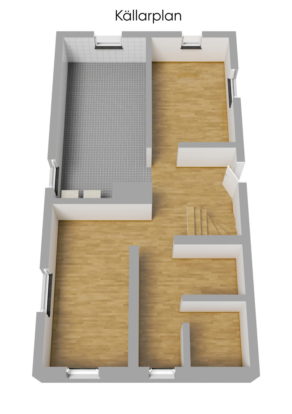 Planlösning källarplan 3D