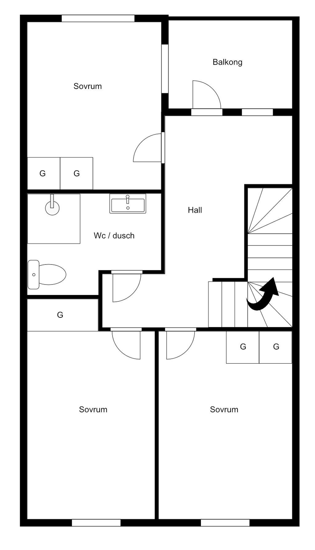 Planritning övre plan