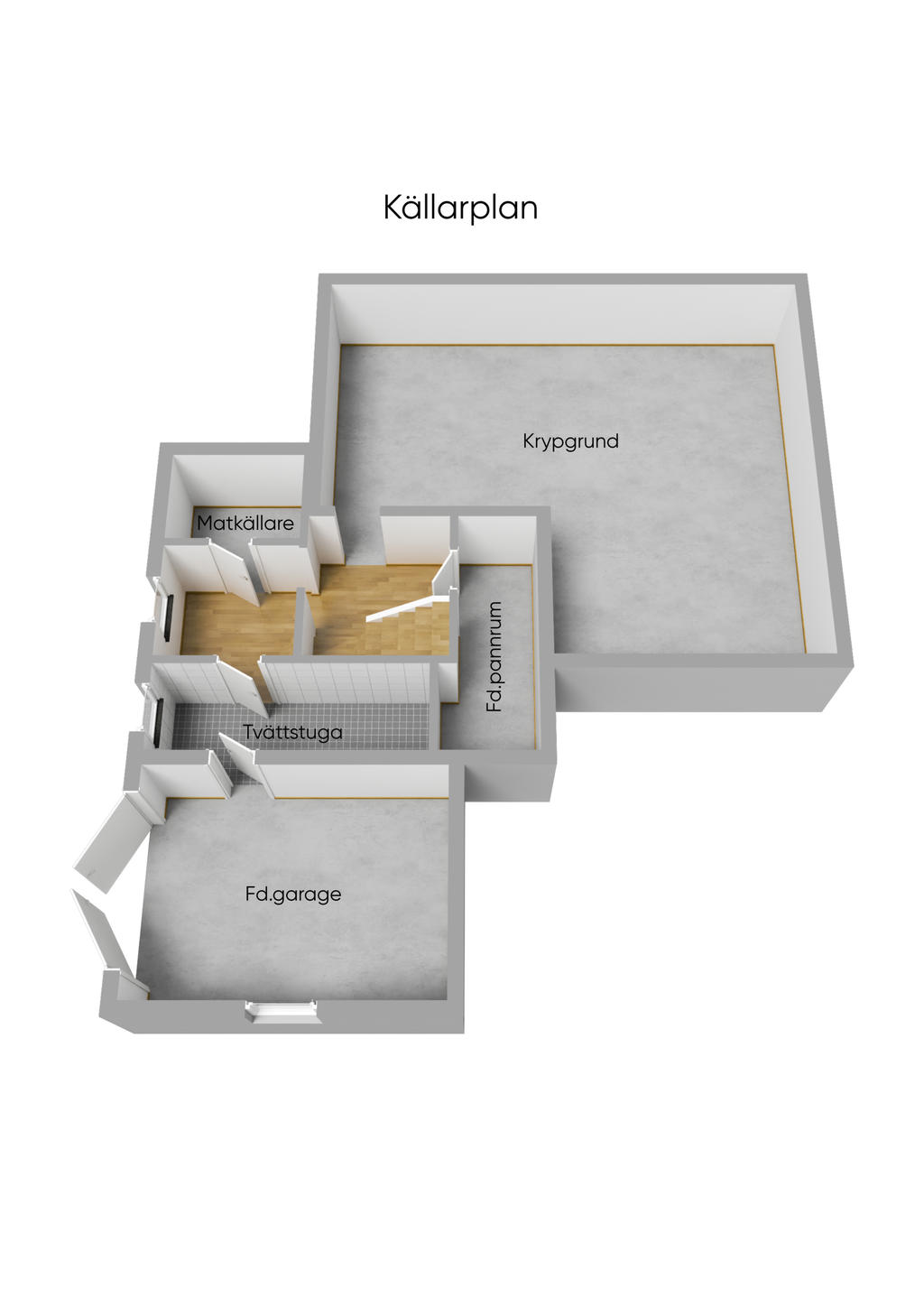 Planlösning källarplan 3D