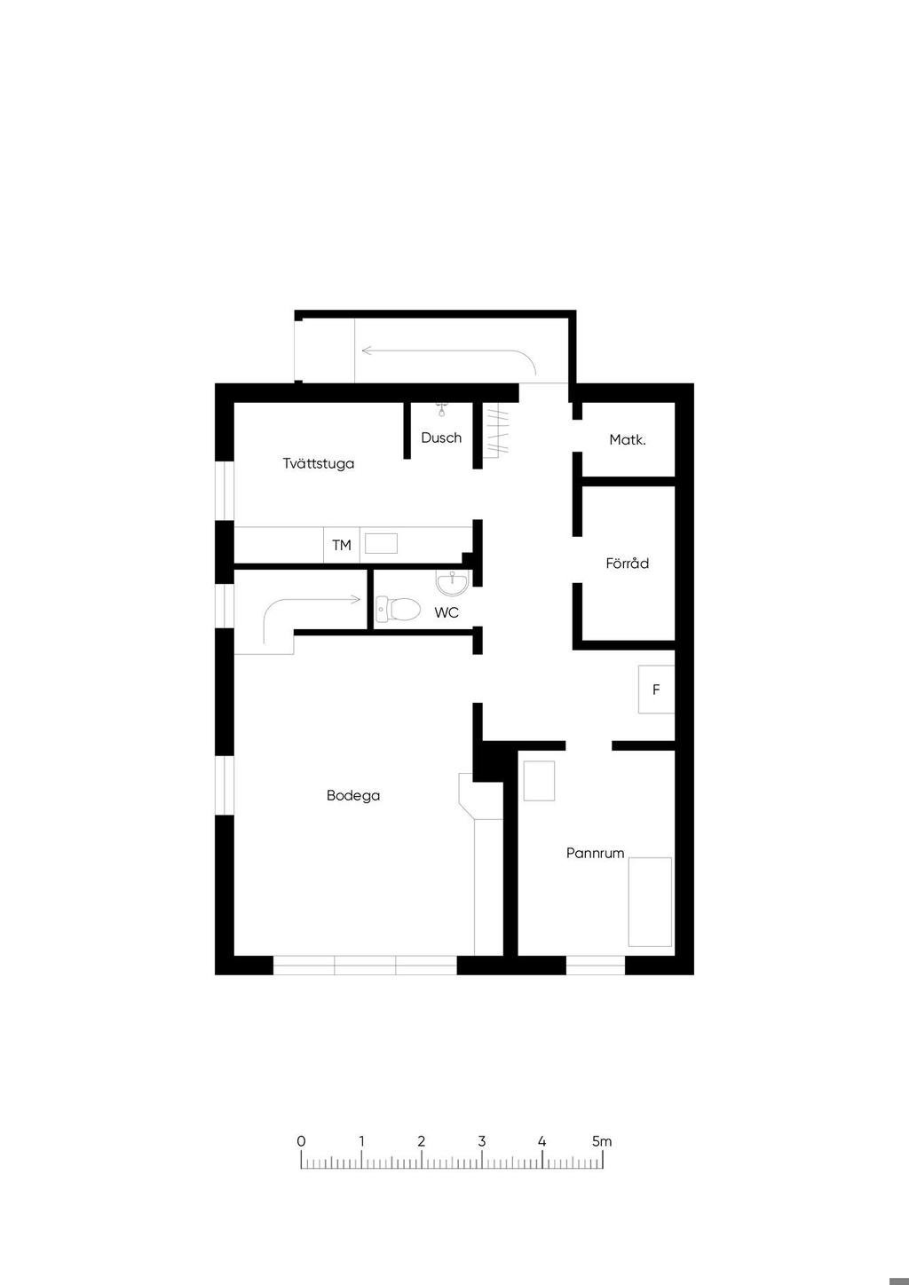 Planritning källare. Viss avvikelse kan förekomma.
