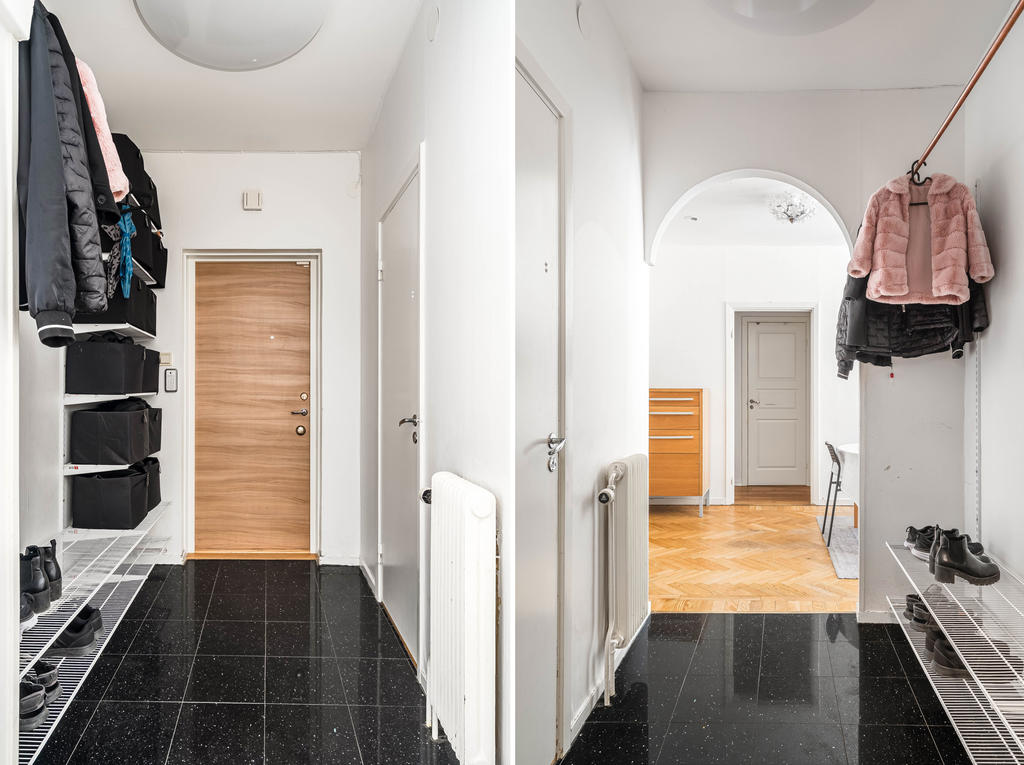 Entréhall med klinkergolv