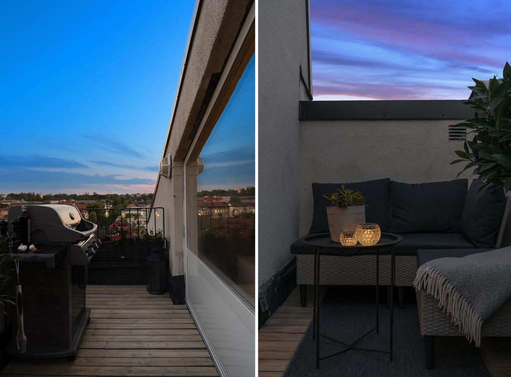 Mysig skyddad hörna på terrassen