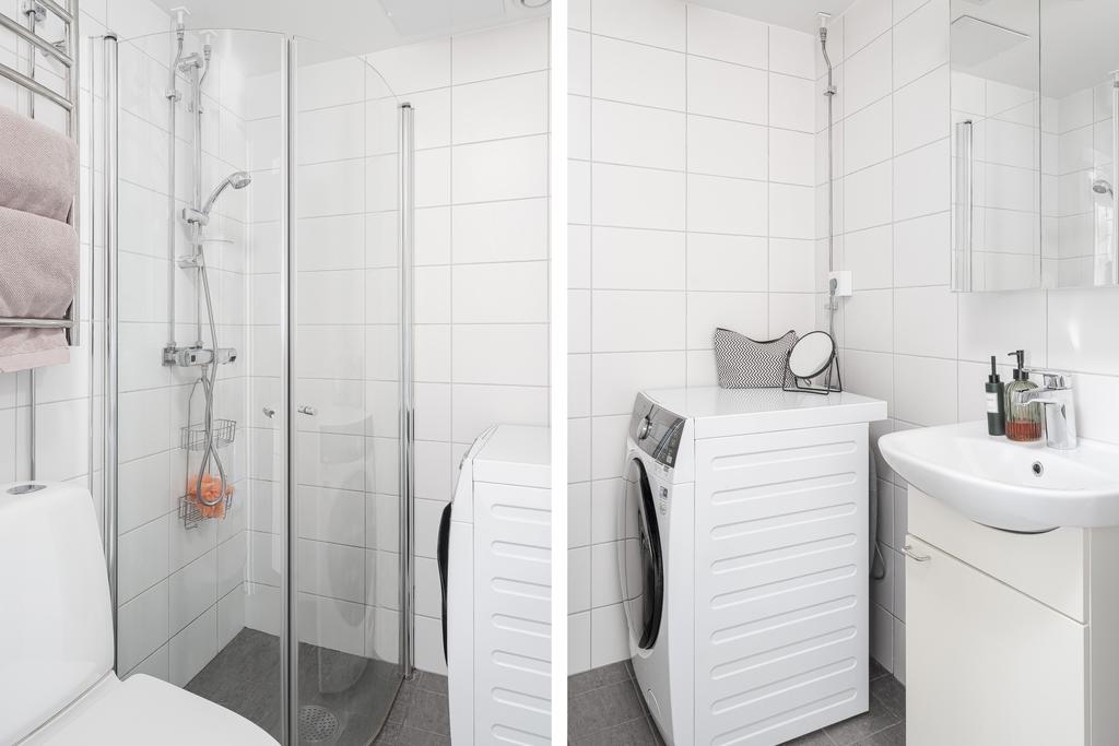 Helkaklat duschrum med kombimaskin