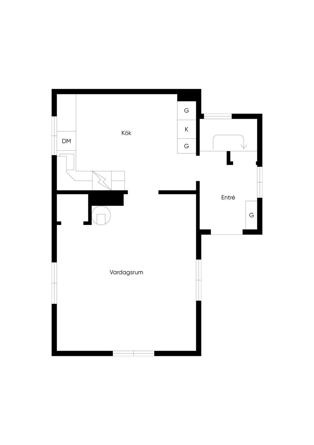 Planritning, nedre plan