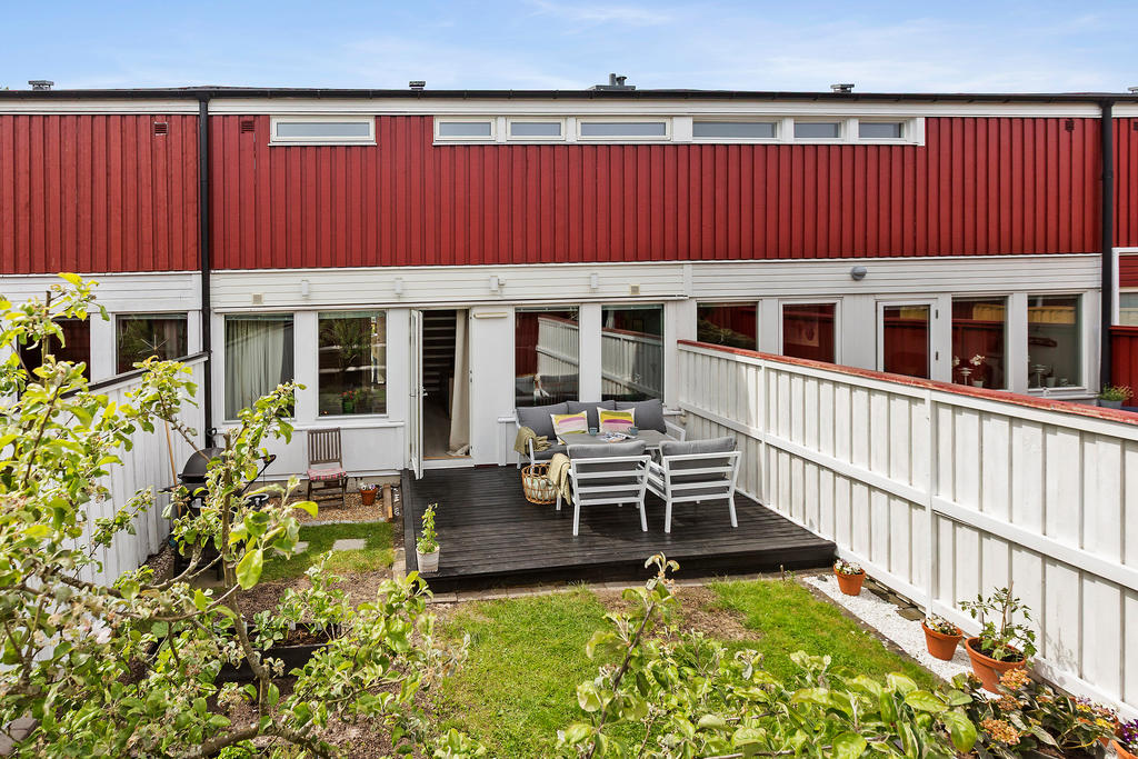 Grönskande trädgård att trivas i