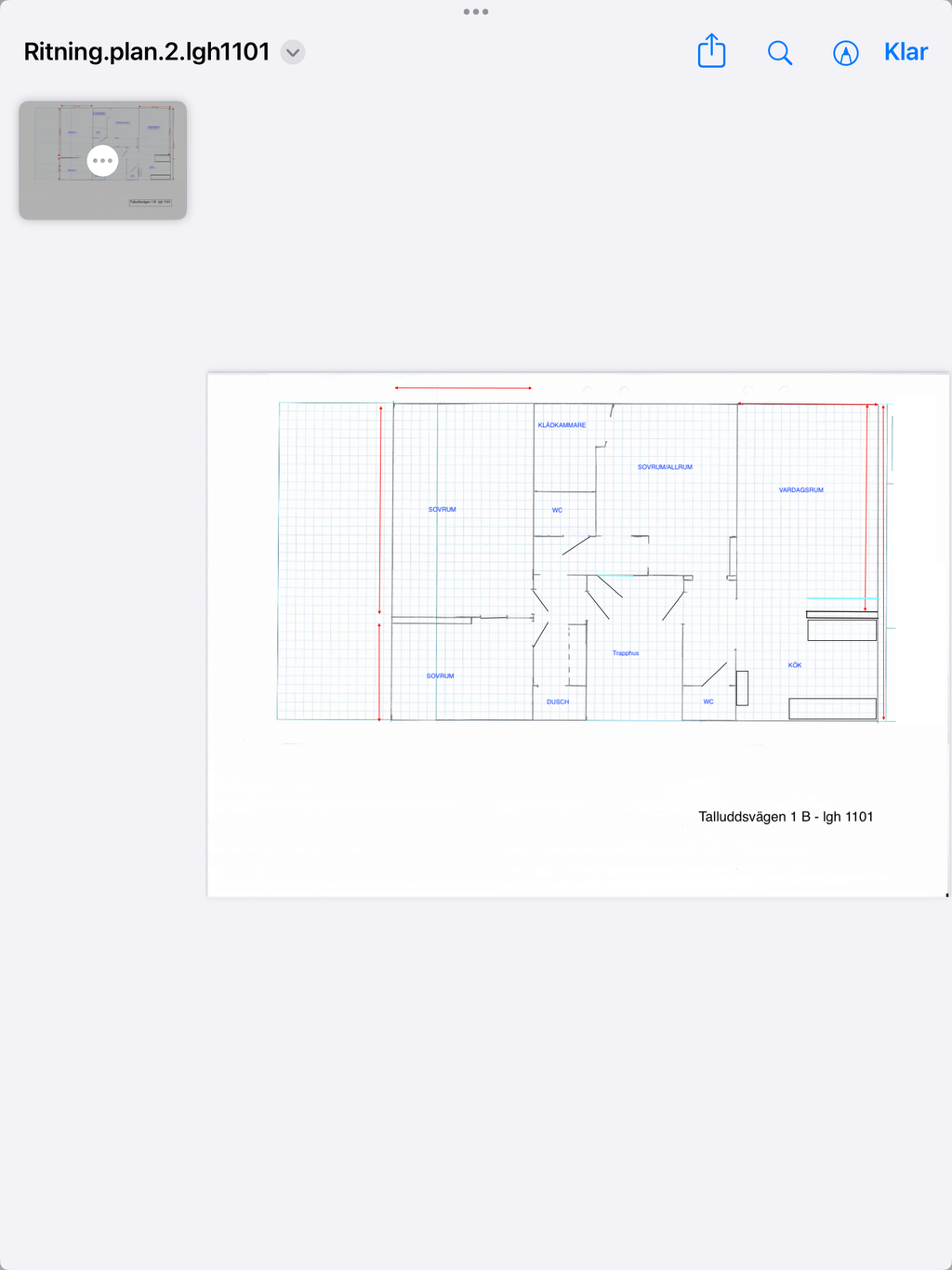 Talluddsvägen 1A lgh 1101 ritning plan 2