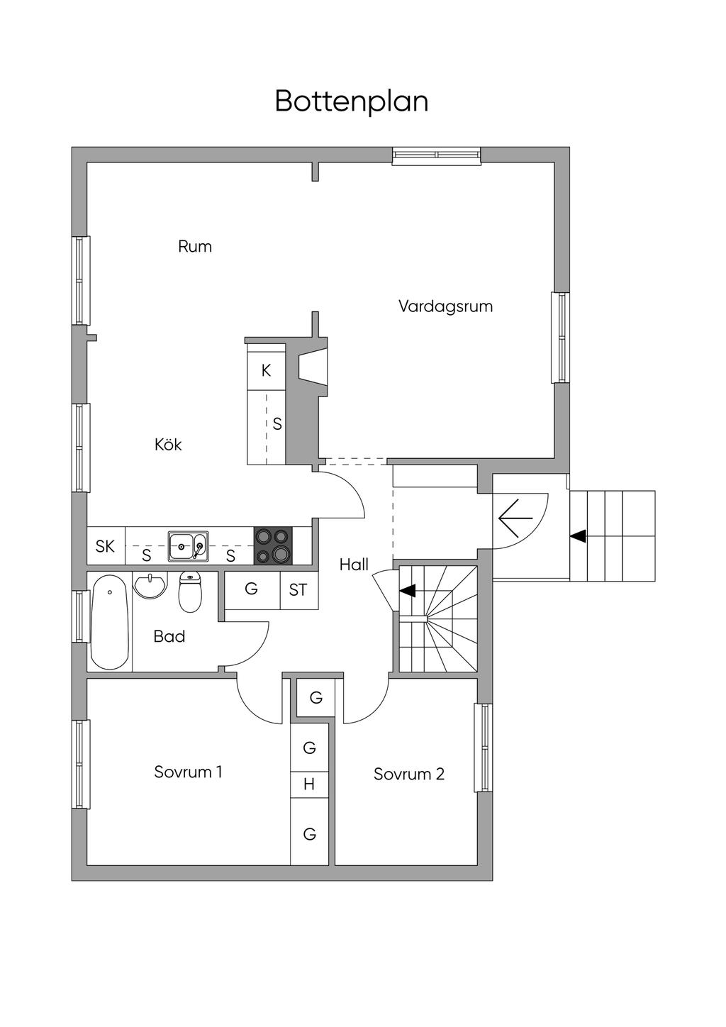 Planlösning bottenplan