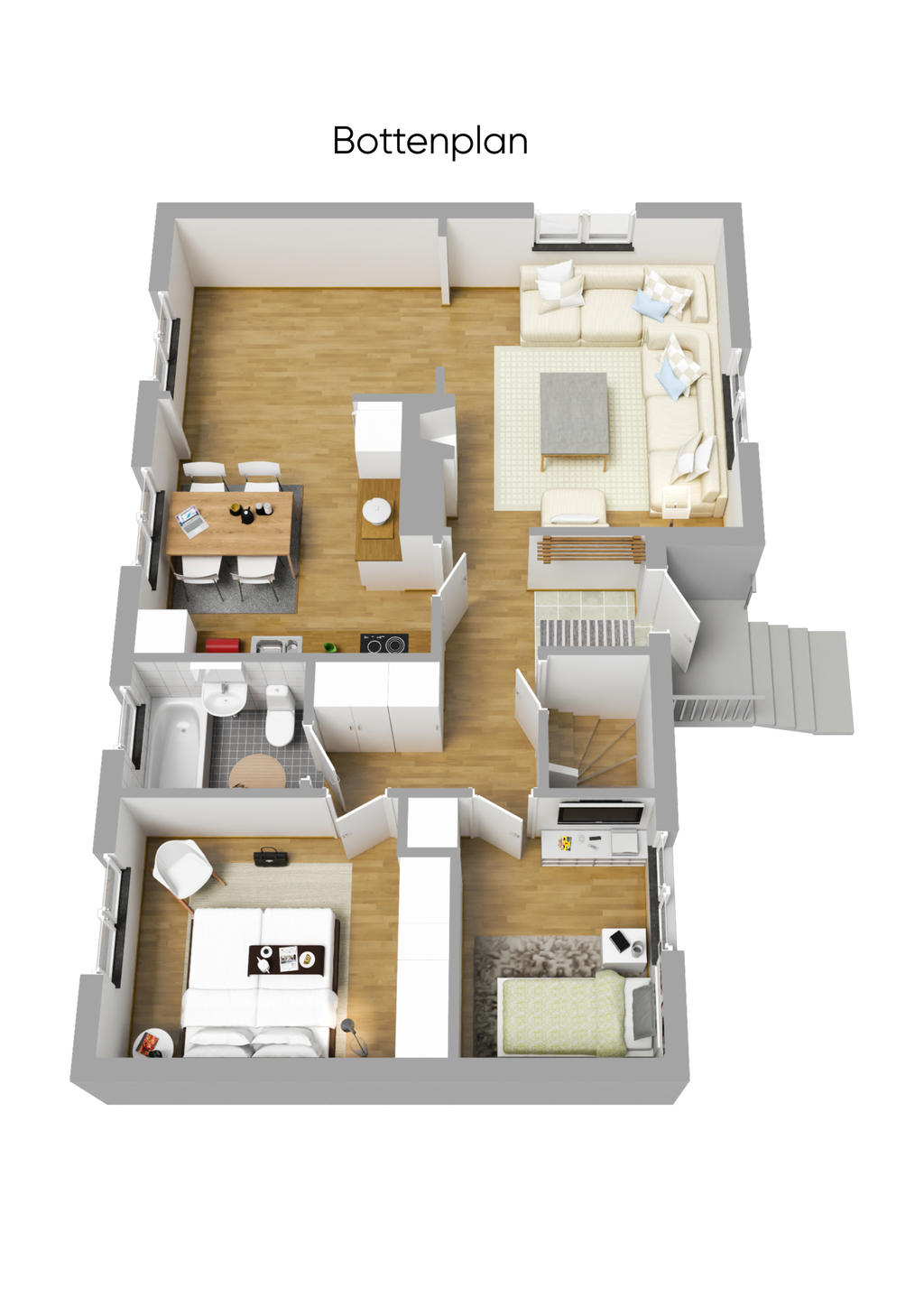Planlösning bottenplan 3D