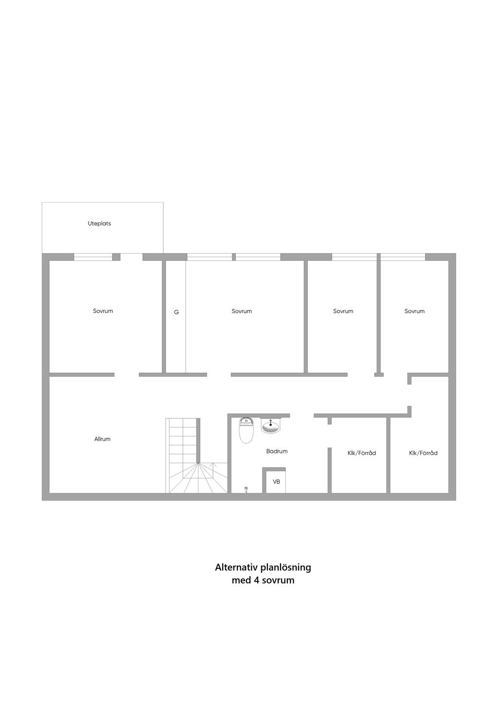 Alternativ planlösning 4 sovrum