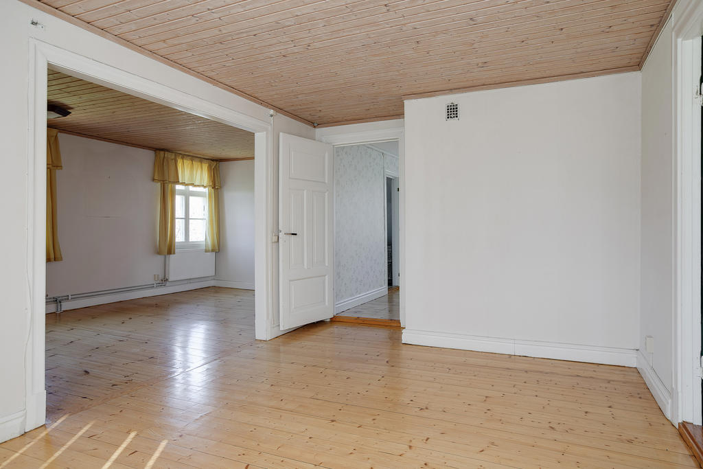 Öppen planlösning mellan rummen på övre plan 