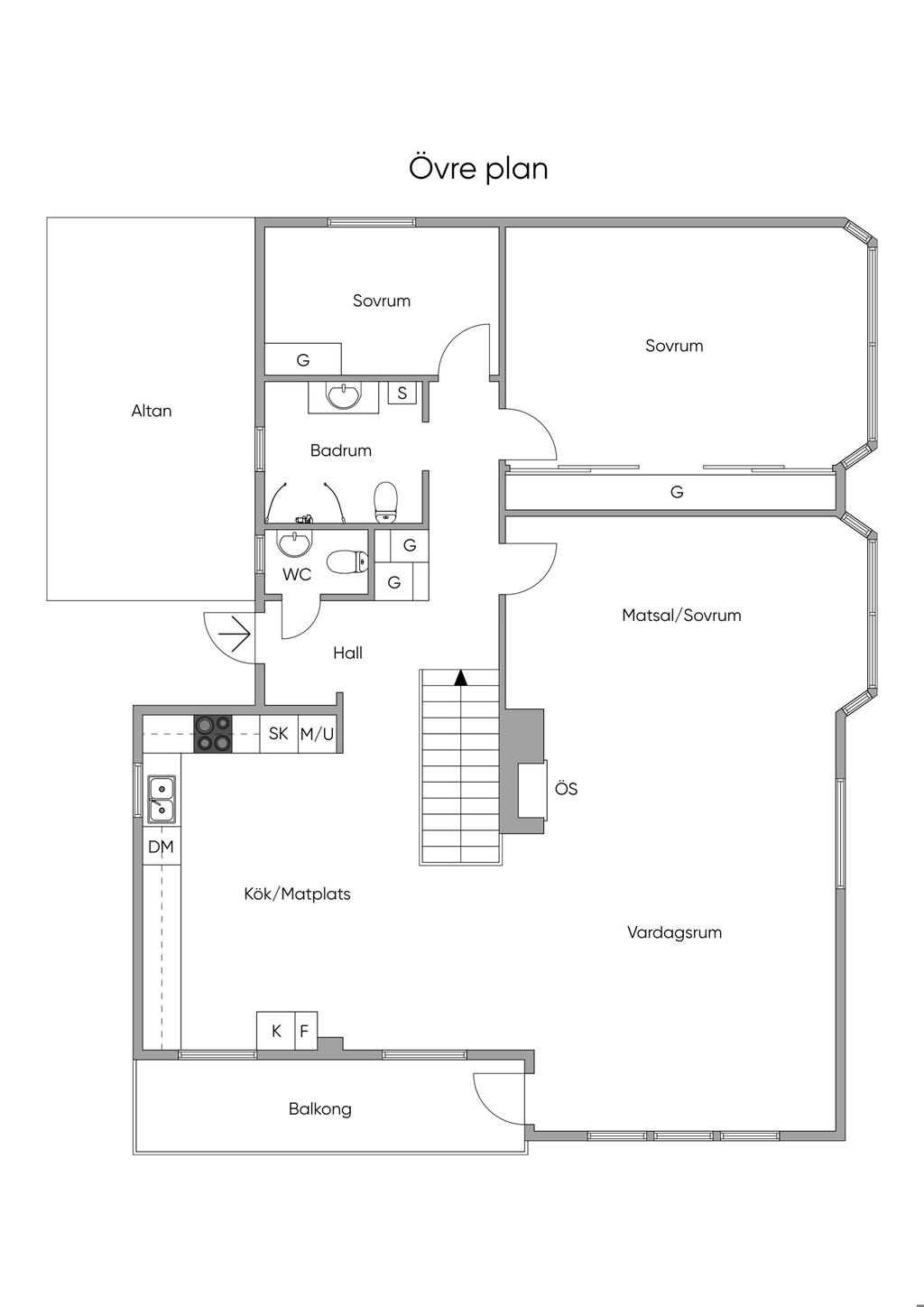 Planlösning Övre plan