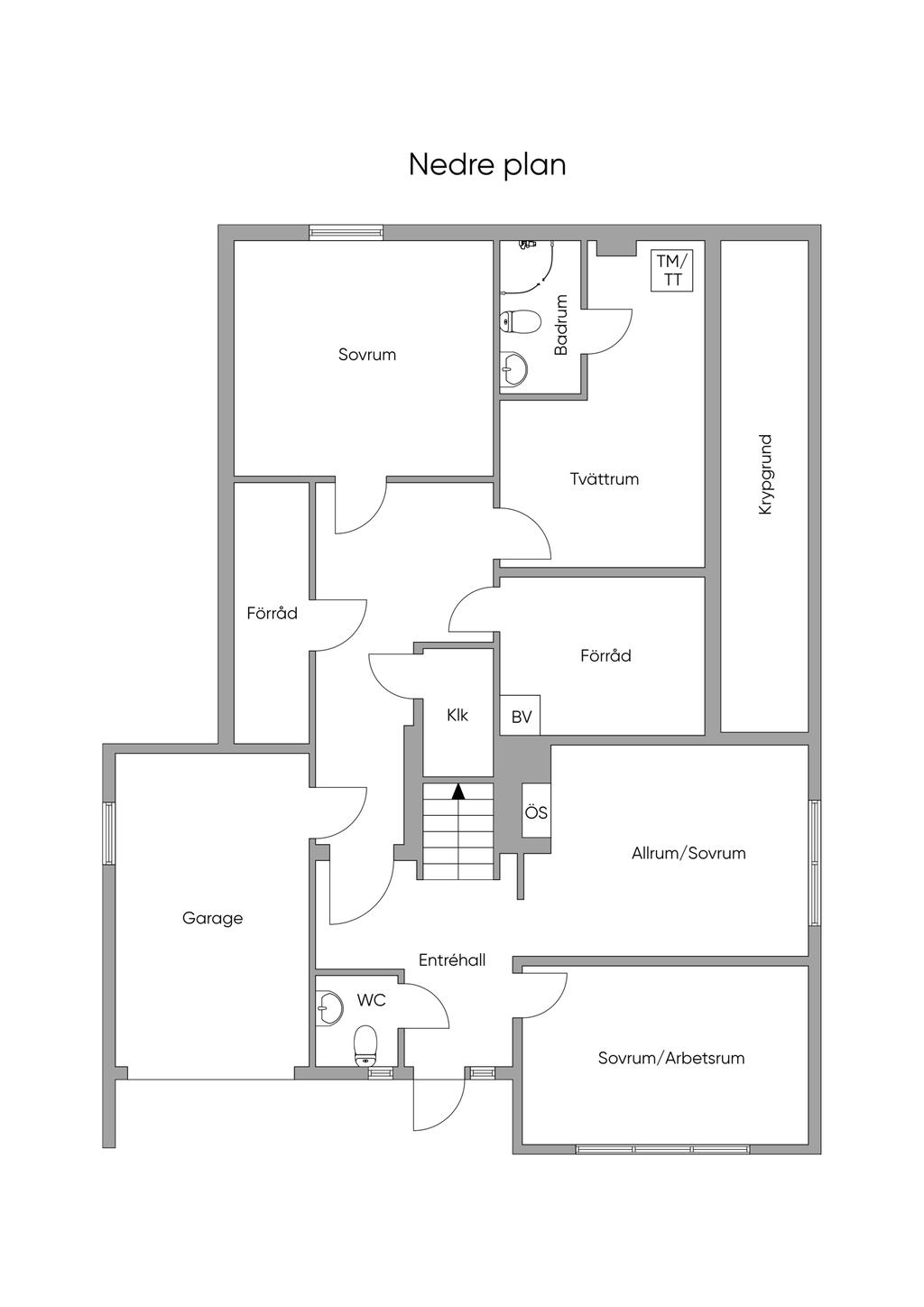 Planlösning nedre plan