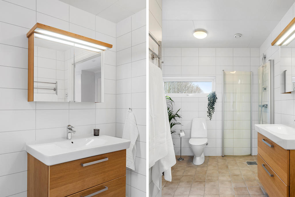 Helkaklar badrum med plats för badkar
