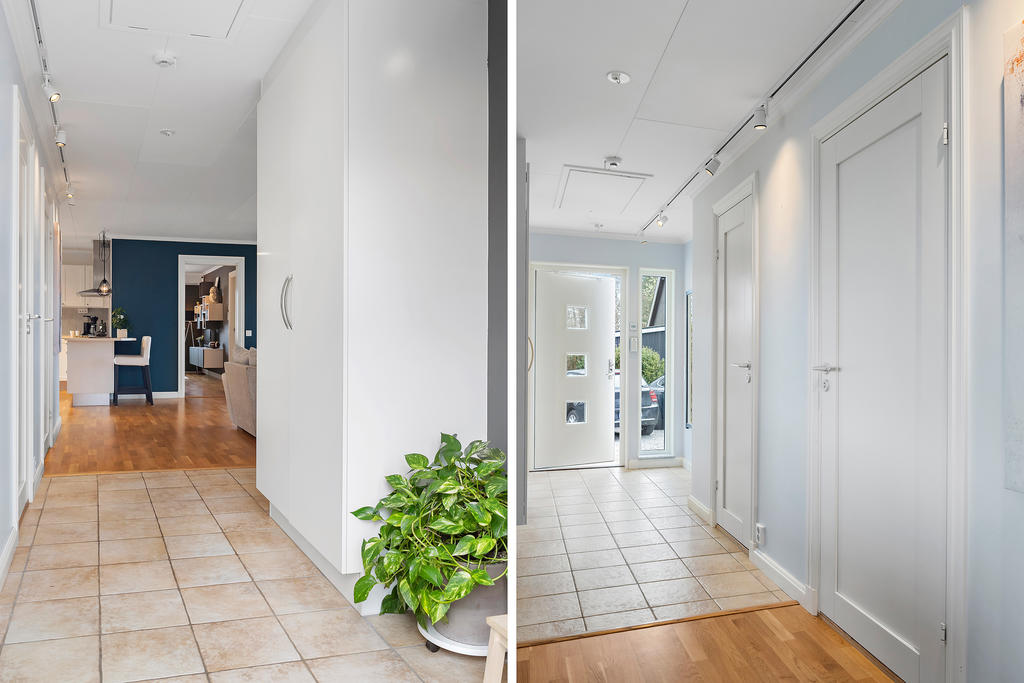 Entréhall med klinkergolv 