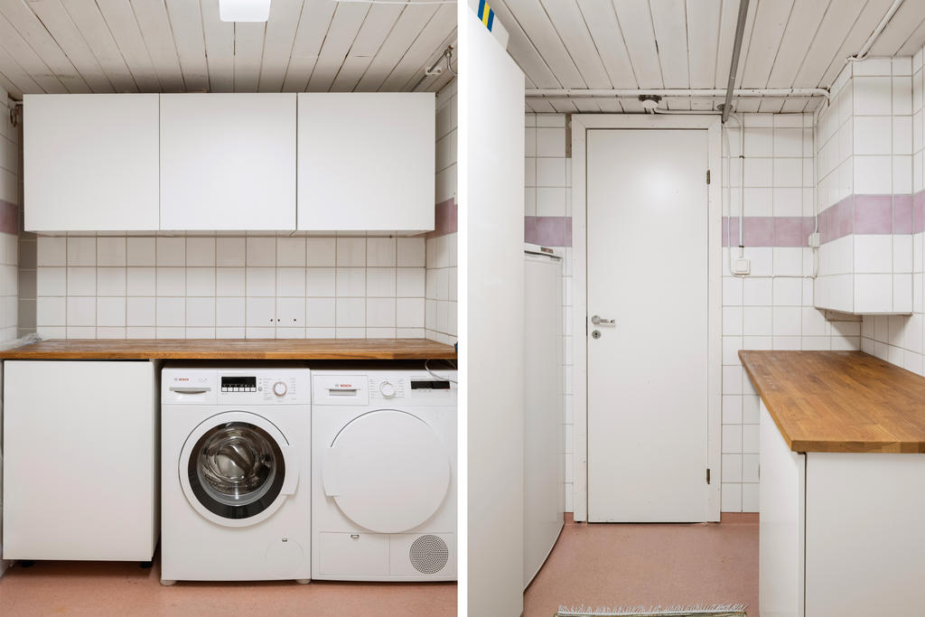 Källarplan - Tvättstugan i källarplan samt förråd.
