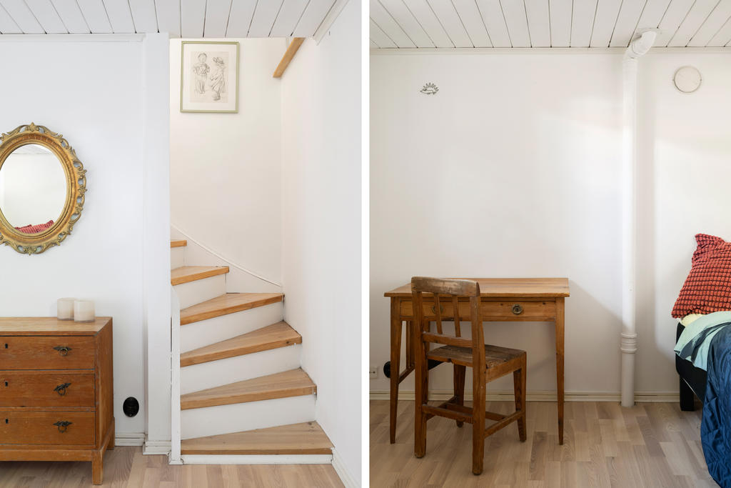Källarplan - Gillestuga som disponeras som ett sovrum.