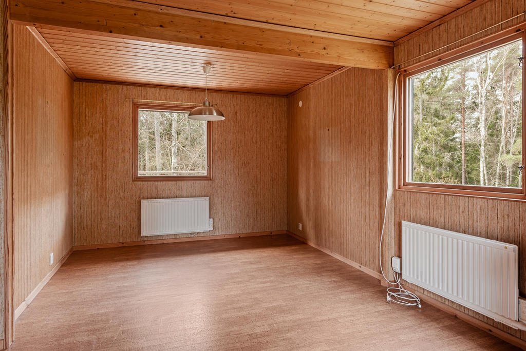 Del av allrummet som kan göras om till ett extra sovrum