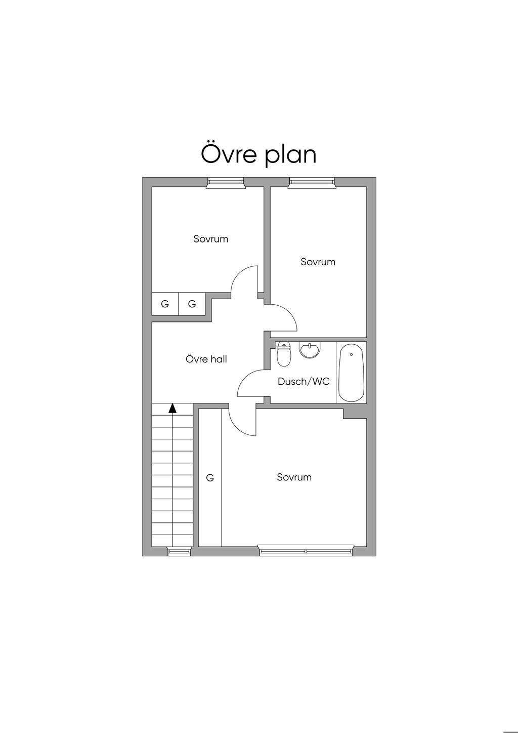 Planlösning, övre plan