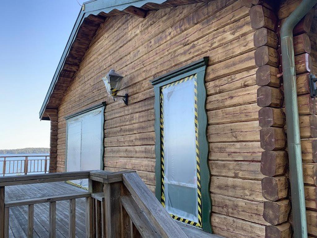 Pågående fasad arbete