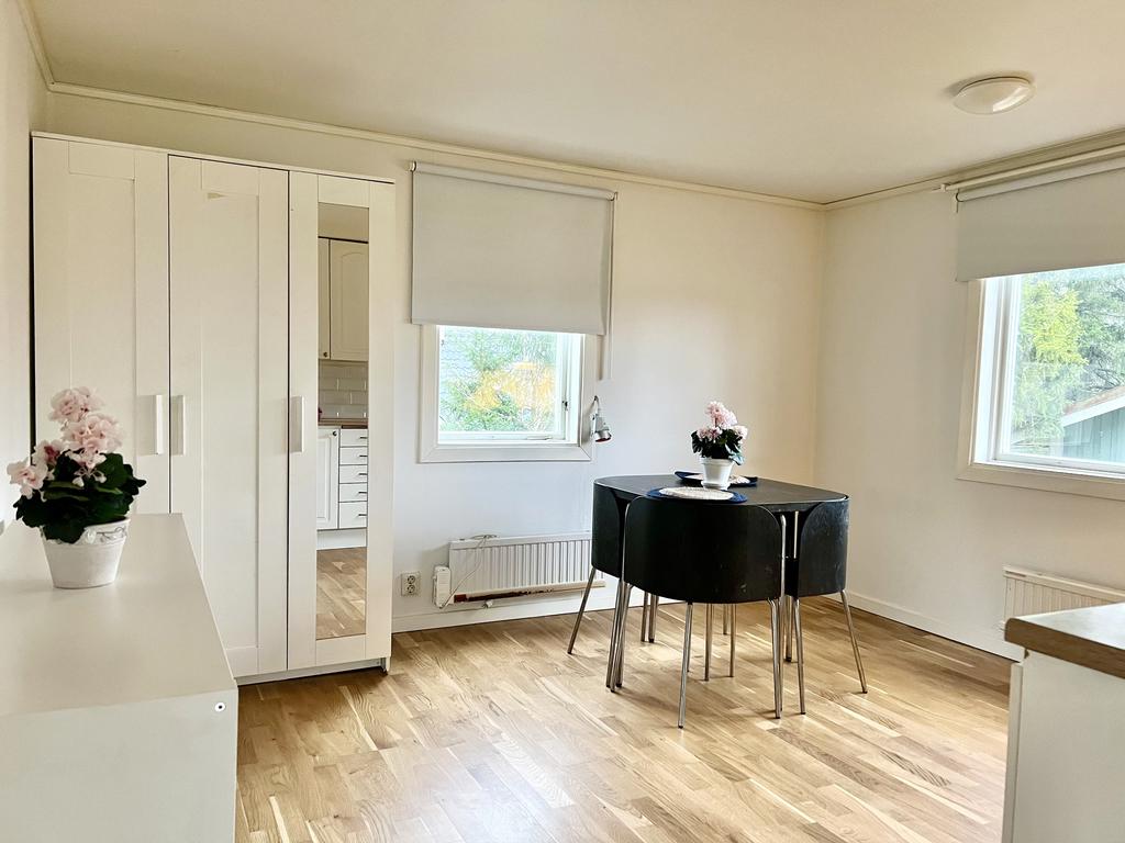 Rymligt rum med plats för både säng / soffa och matplats